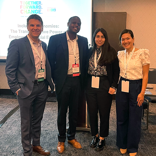 LA City Workforce Development Board representative Danielle Martinez, center right, spoke at the National Association of Workforce Boards Conference about the positive impact that the LA Rise initiative has had on workforce development and the local economy