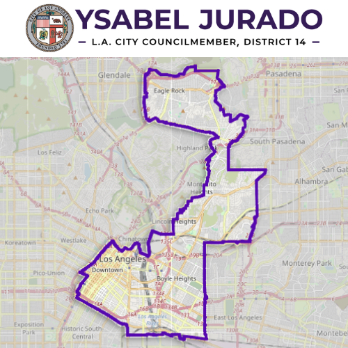 Councilmember Ysabel Jurado of LA City Council District 14 boundary map (Open Street Maps)